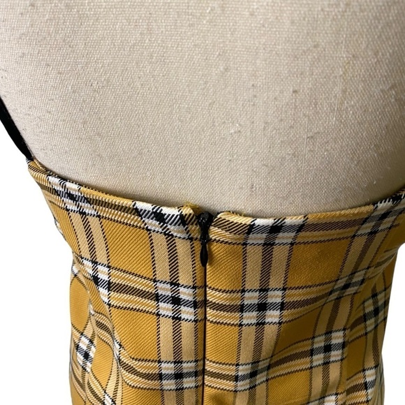 Urban Outfitters Mini Dress Sz Large Plaid Yellow Clueless 90s - Picture 9 of 9